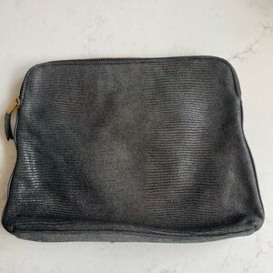 India Hicks the insider leather clutch color black lizard
